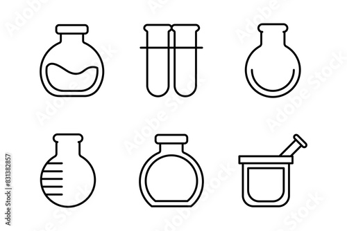 Chemistry Lab Equipment Vector Icons for Scientific Research Use