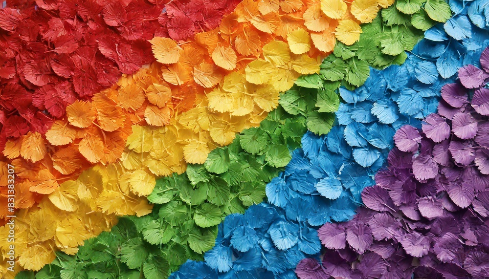 texture of flakes in the colors of the lgbt flag closeup