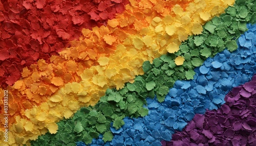 texture of flakes in the colors of the lgbt flag closeup