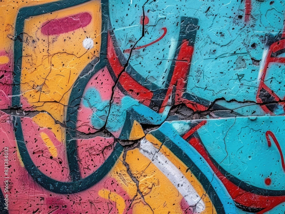 Grunge texture of a graffiti-covered wall with colorful tags and urban art. Bold colors and a sense of street culture. Grunge texture of a graffiti-covered wall with colorful tags and urban art. Bold colors and a sense of street culture.