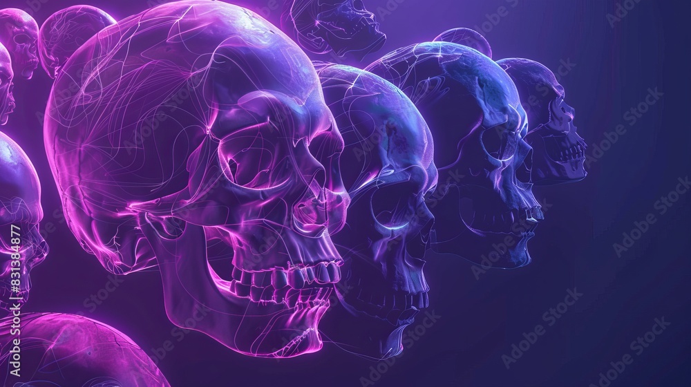 Fototapeta premium abstract background with glowing skulls