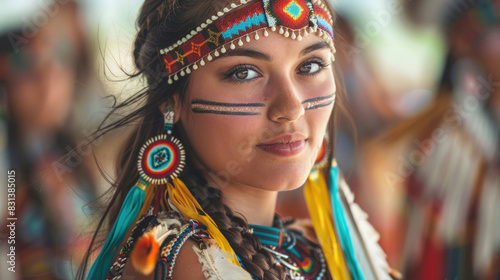 Portrait of Indigenous Woman Celebrating Cultural Heritage on Canada's National Indigenous Peoples Day