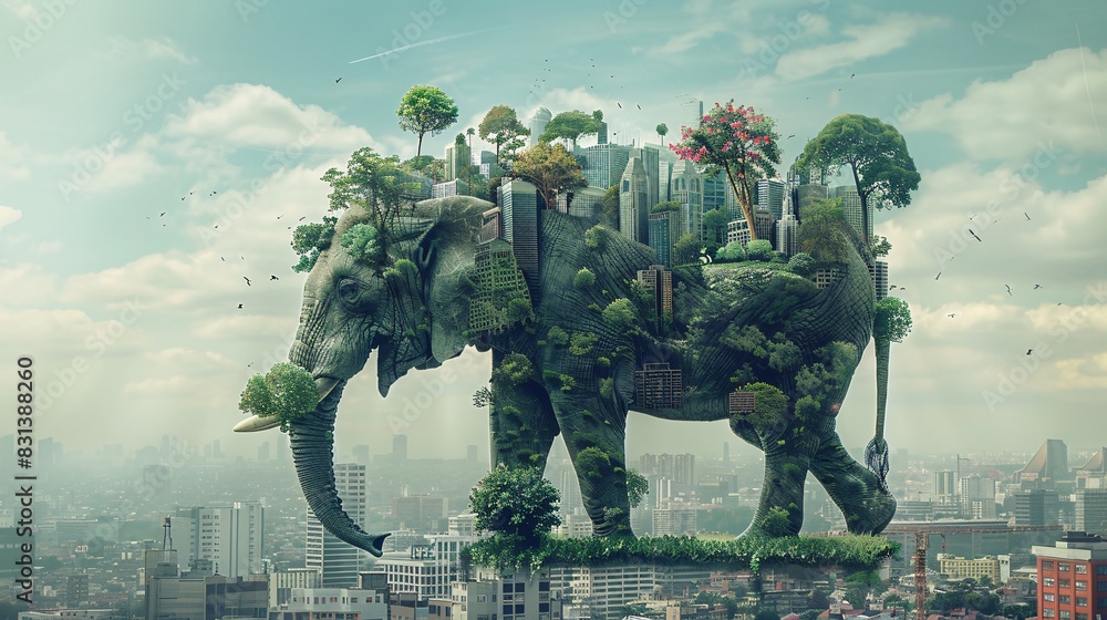 Intricate photo manipulation combining wildlife and urban settings to highlight environmental issues Intricate photo manipulation combining wildlife and urban settings to highlight environmental issues