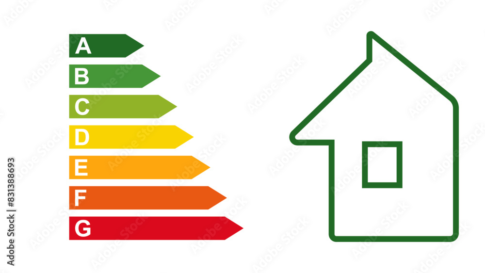 energy efficiency chart. energy efficiency house icon eco graphic vector. energy saving idea. energy efficiency chart. energy efficiency house icon eco graphic vector. energy saving idea.