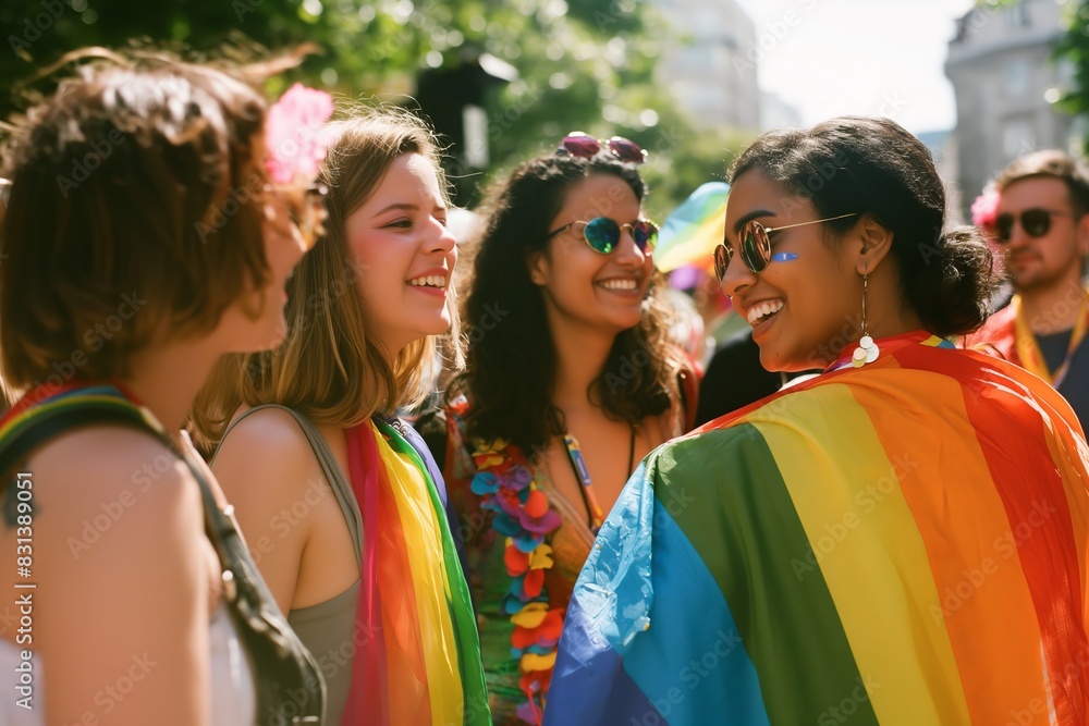 Friends Celebrating Pride Day Outdoors Together Friends Celebrating Pride Day Outdoors Together
