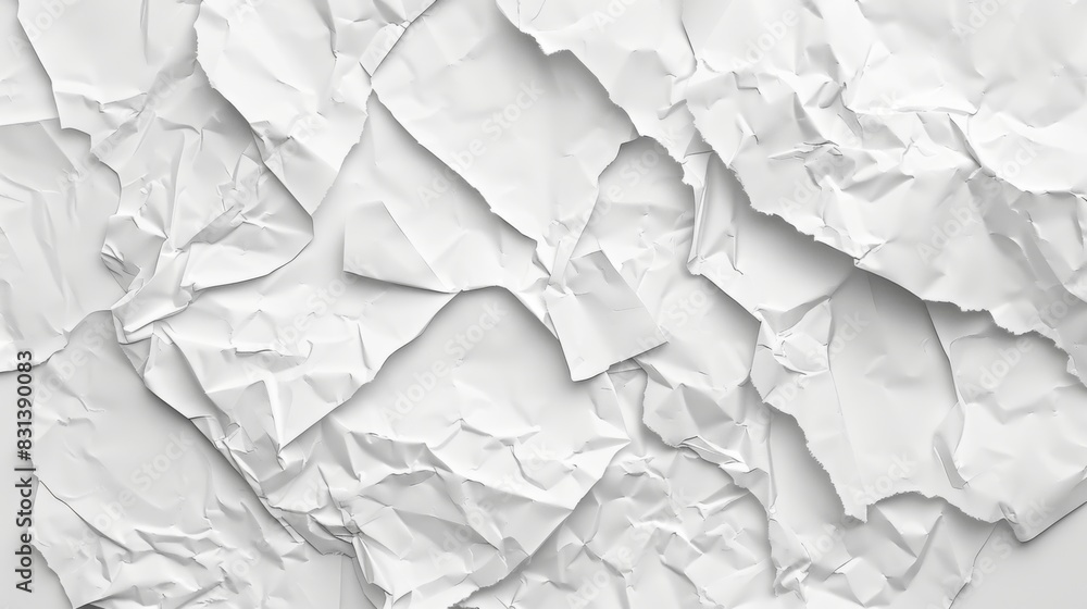 Fototapeta premium Paper crumpled texture. Clean empty white wrinkled paper background