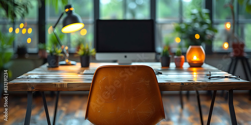 closeup of a blurred desk in a workplace with blurry objects and soft lighting Macro Photography and RealTime Eye AF highlight the textures and muted colors photo