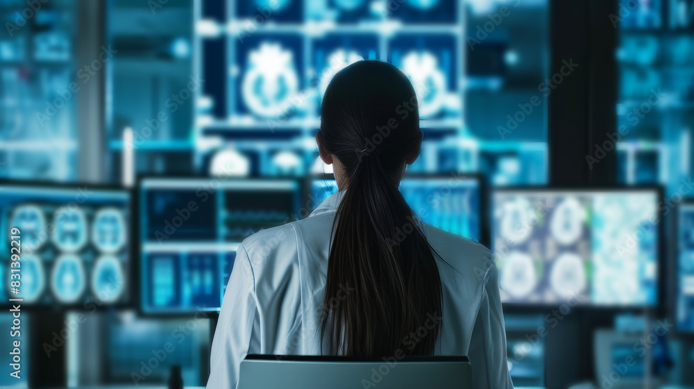 Female professional analyzing medical data Female professional analyzing medical data