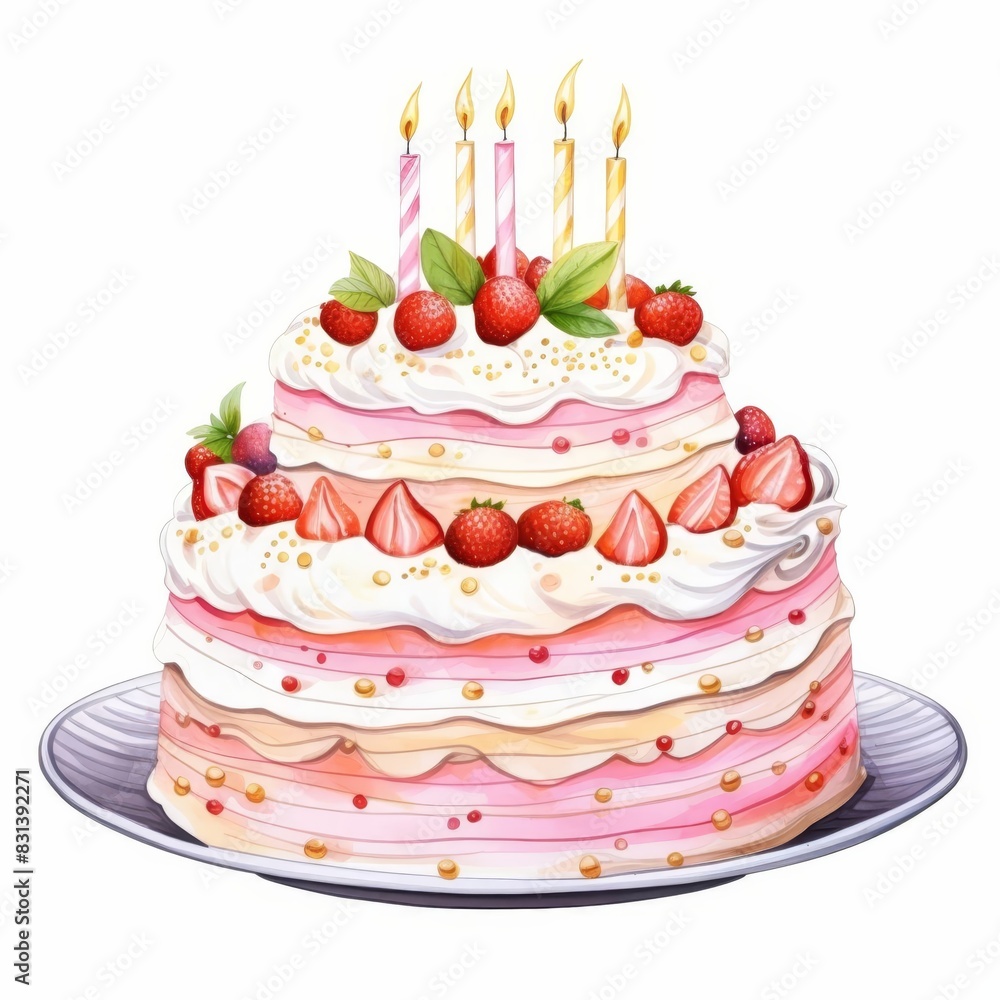 a Ice Cream Cake, Ice Cream Element, watercolor illustration, isolated on white background a Ice Cream Cake, Ice Cream Element, watercolor illustration, isolated on white background