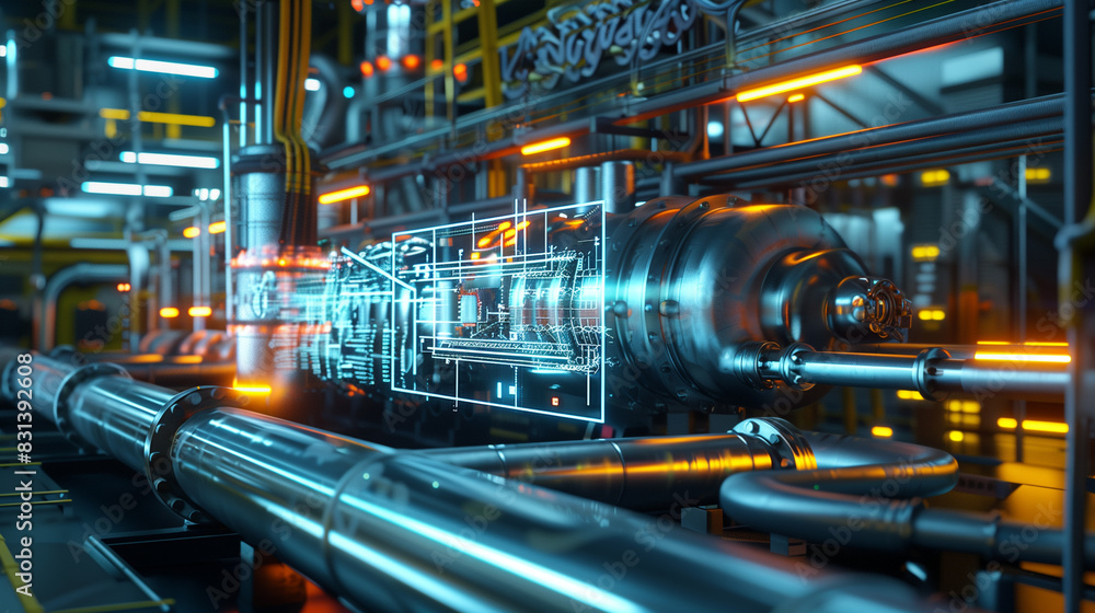 Industrial machinery in factory with digital Technology Industrial machinery in factory with digital Technology