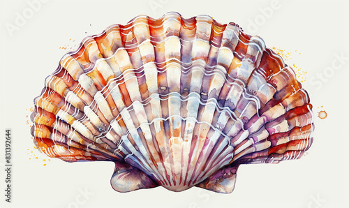 Seashell shell illustration in watercolor style