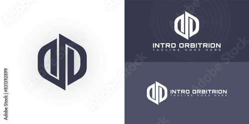 Abstract initial hexagon letter IO or OI logo in deep purple color isolated on multiple background colors. The logo is suitable for software solutions and app logo design inspiration templates.