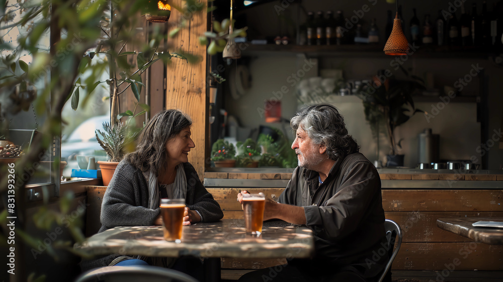 Two people having an intimate conversation in a cafe Two people having an intimate conversation in a cafe