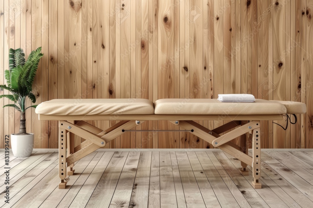 Minimalist bedroom with wooden decor and natural light, creating a serene and inviting space for rest