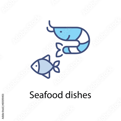 Seafood dishes vector icon