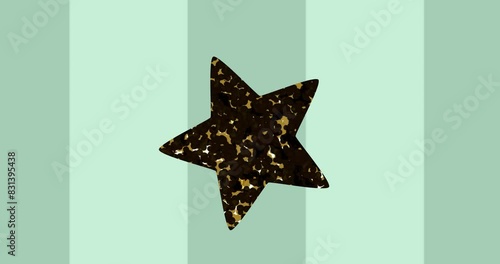 green background with stripes and a gold star in the center. Holiday animated card