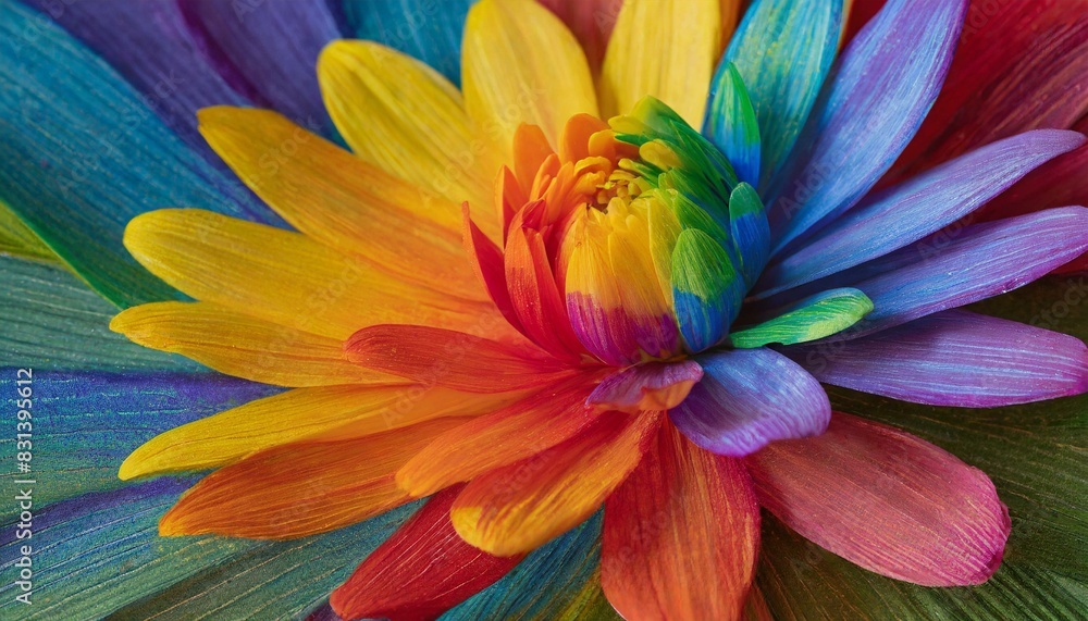 flower close up with petals painted in the colors of the lgbt flag flower close up with petals painted in the colors of the lgbt flag