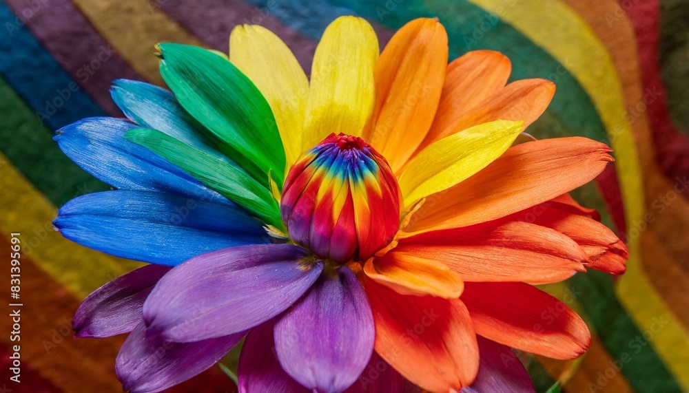 flower close up with petals painted in the colors of the lgbt flag flower close up with petals painted in the colors of the lgbt flag