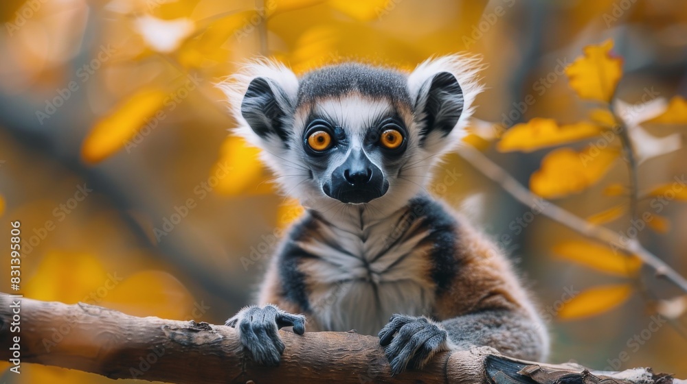 Obraz premium Small Animal Perched on Tree Branch