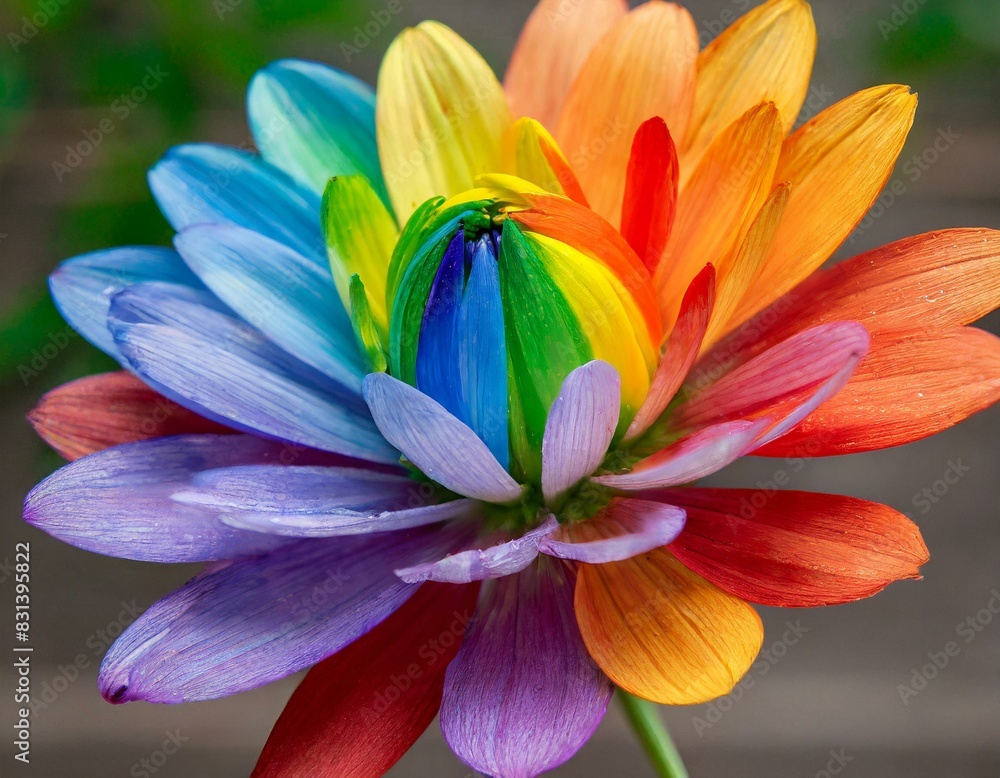 flower close up with petals painted in the colors of the lgbt flag flower close up with petals painted in the colors of the lgbt flag
