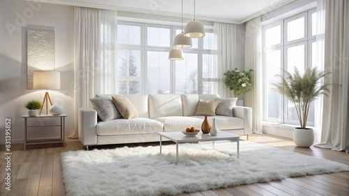 Modern Living Room With Large Window. Generative AI © Роман Заворотный