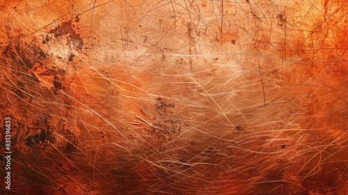 Scratched old metal surface in orange brown color Suitable background for design. Rusty steel background. Vintage old metal material texture grunge 
