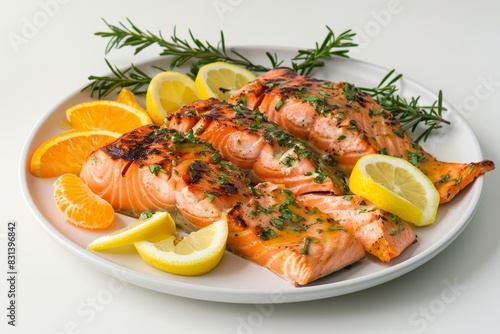Vibrant Barbecue-Roasted Salmon with Fresh Citrus and Aromatic Herbs
