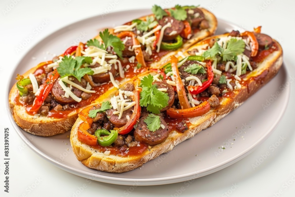 Delectable Smoked Sausage French Bread Pizza with Vibrant Bell Peppers Delectable Smoked Sausage French Bread Pizza with Vibrant Bell Peppers