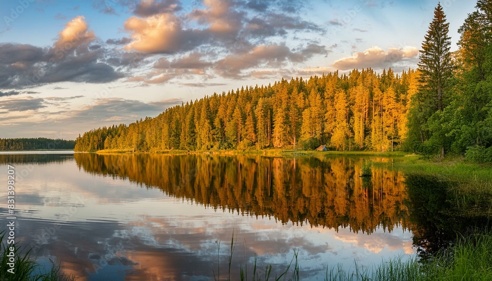 Fototapeta premium Tranquil Swedish Countryside Reflections