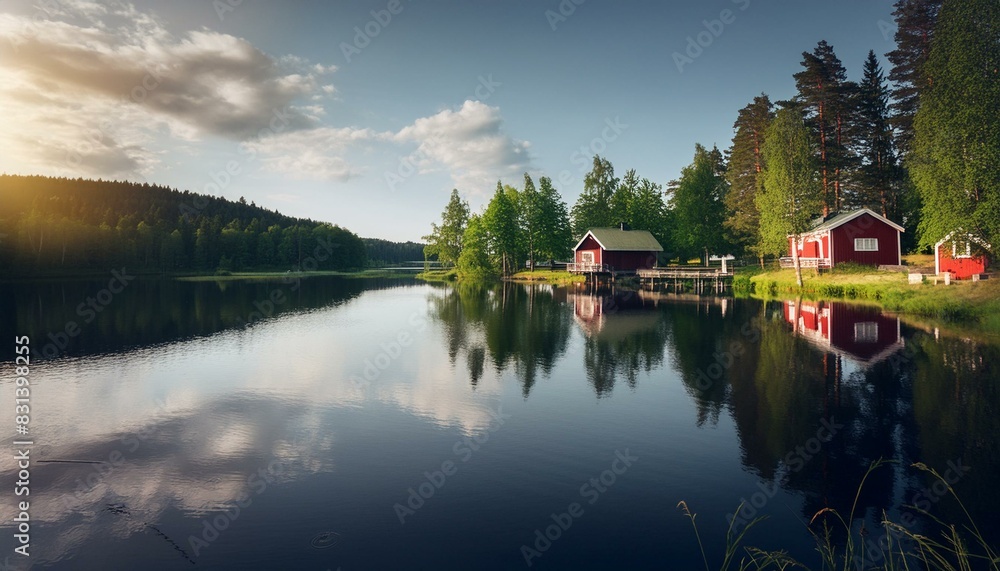 Obraz premium Tranquil Swedish Countryside Reflections