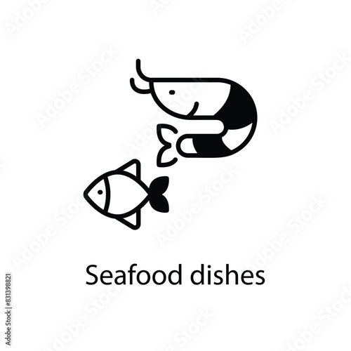 Seafood dishes vector icon