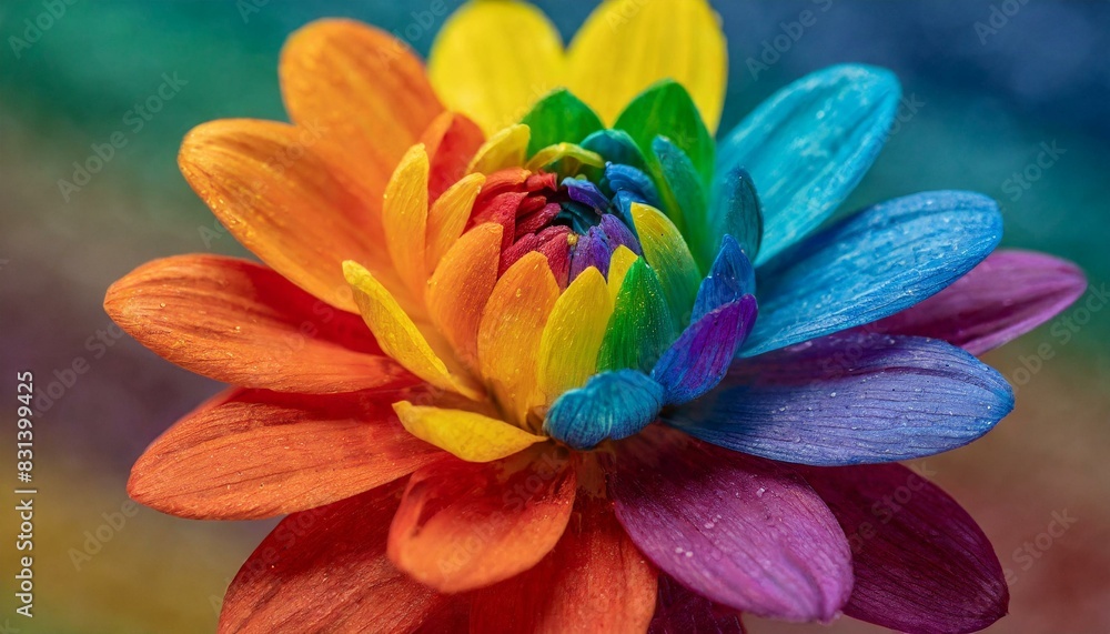 macro photo of a flower close up with petals painted in the colors of the LGBT flag, queer lgbtqia pride month macro photo of a flower close up with petals painted in the colors of the LGBT flag, queer lgbtqia pride month