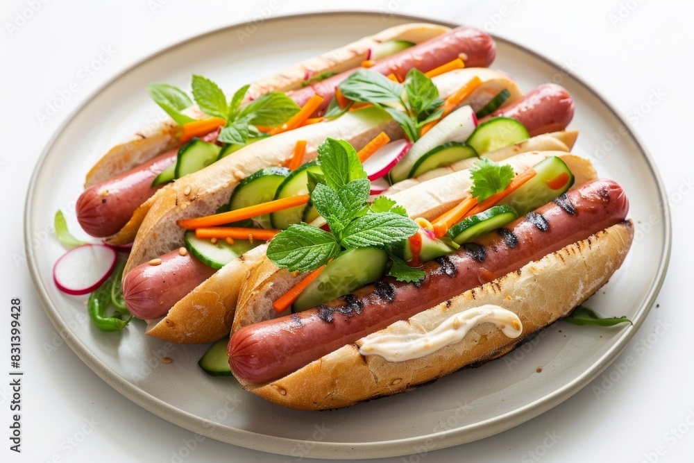 Exquisite Banh Mi-Style Hot Dogs with Burst of Herbaceousness and Creamy Mayo Exquisite Banh Mi-Style Hot Dogs with Burst of Herbaceousness and Creamy Mayo