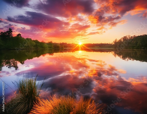 sunset over the lake