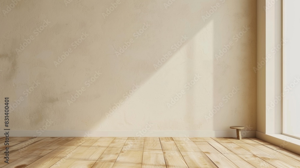A room with a white wall and wooden floors. The room is empty and has a lot of natural light coming in from the window A room with a white wall and wooden floors. The room is empty and has a lot of natural light coming in from the window