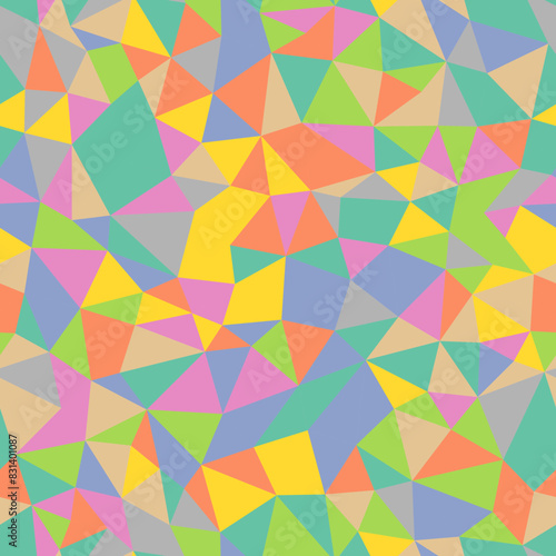 Triangulation geometric shapes background. Small triangles size. Repeatable pattern. Artistic vector tiles. Pastel Harmony Palette. Seamless vector illustration.