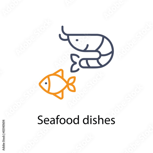 Seafood dishes vector icon