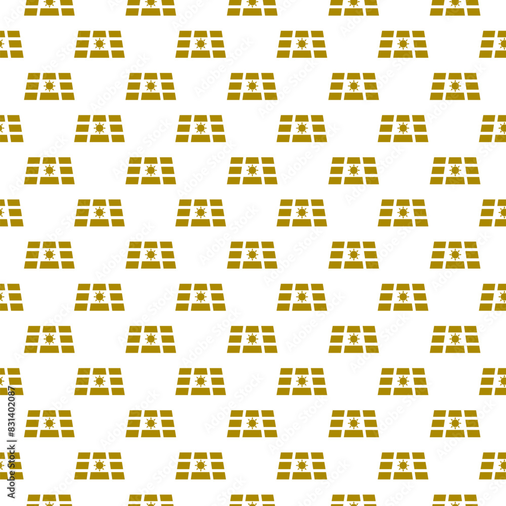 Solar panel and sun icon seamless pattern on white Solar panel and sun icon seamless pattern on white