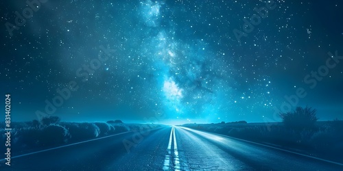Capturing Ambition and Hope: Astrophotography as the Road Fades into a Starry Horizon. Concept Astrophotography, Ambition, Hope, Starry Horizon, Road Fades © Ян Заболотний