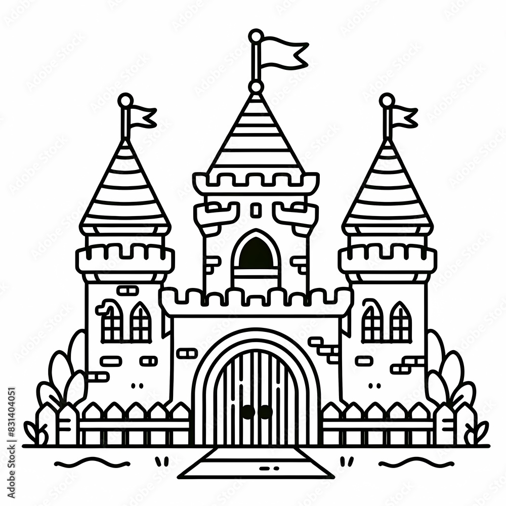 Fairy Tale Castle Coloring Page with Whimsical Design