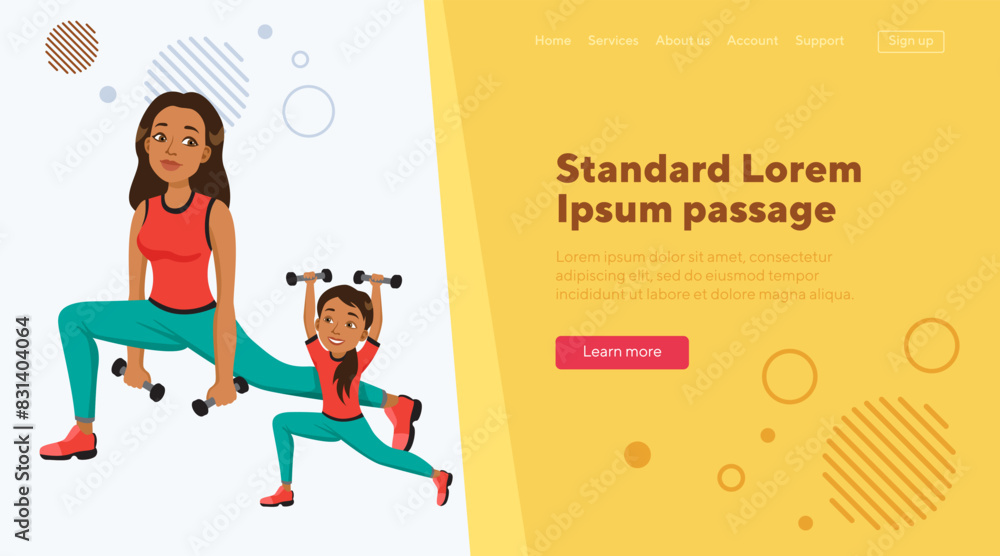 Φωτογραφία Young woman and girl in fitness apparel doing sport exercises