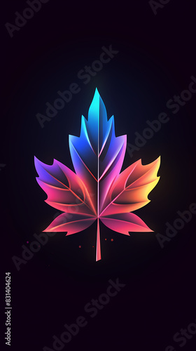 Maple leaf logo with neon effect