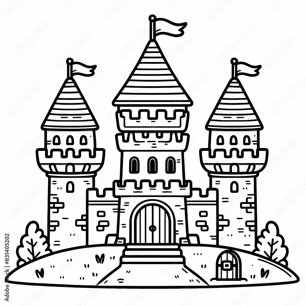 Fairy Tale Castle Coloring Page with Whimsical Design