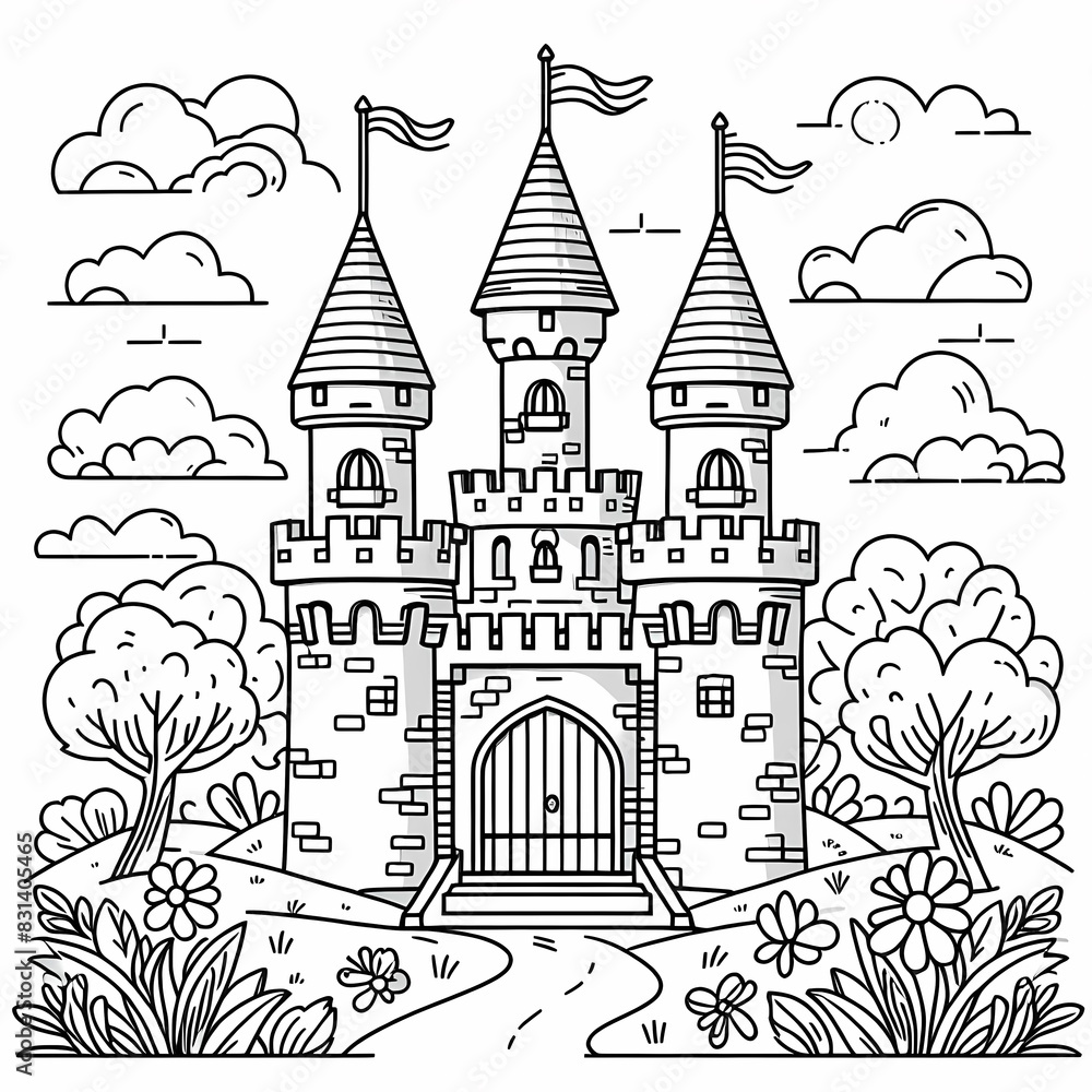 Fairy Tale Castle Coloring Page with Whimsical Design Fairy Tale Castle Coloring Page with Whimsical Design