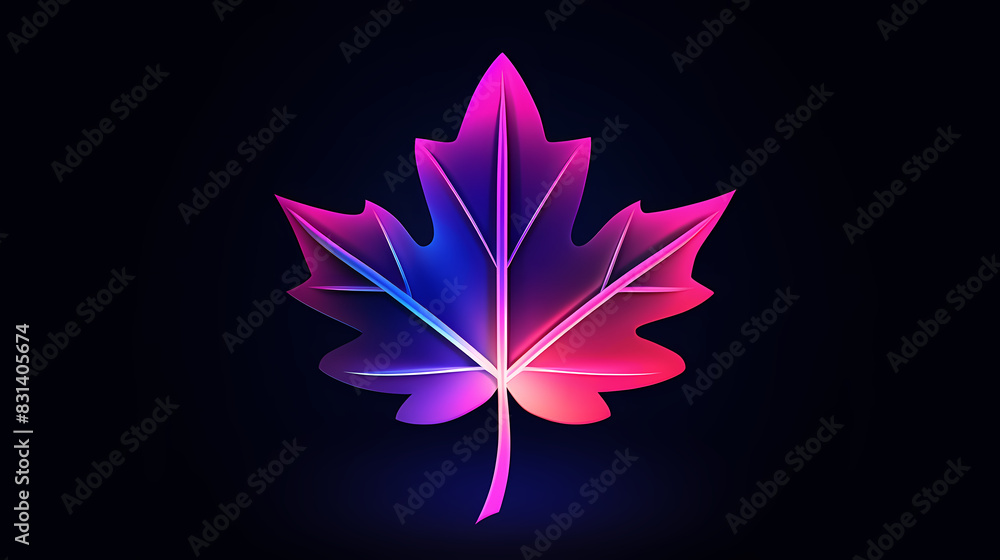 Maple leaf logo with neon effect