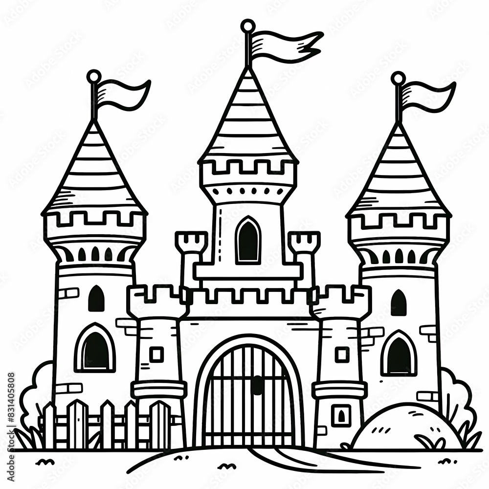 Fairy Tale Castle Coloring Page with Whimsical Design Fairy Tale Castle Coloring Page with Whimsical Design