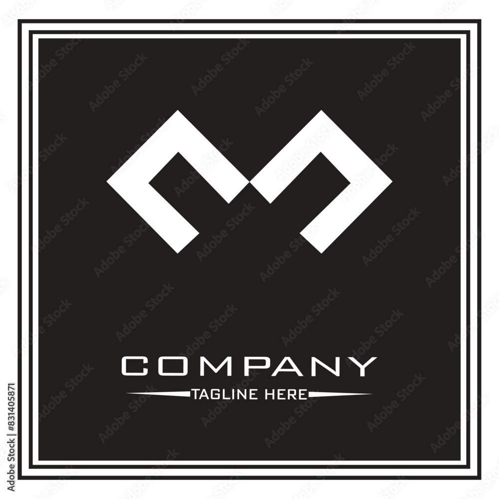 Fototapeta premium abstract logo design, black and white geometric technology icon