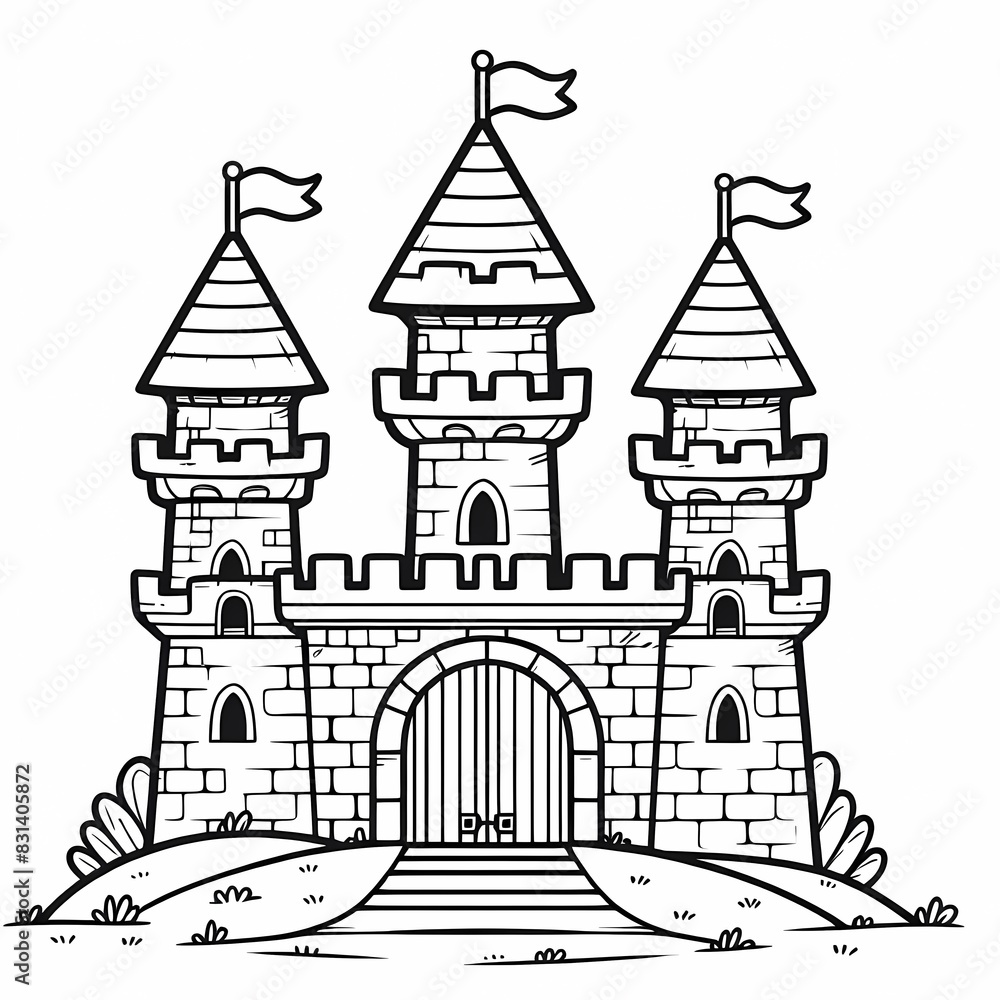 Obraz premium Fairy Tale Castle Coloring Page with Whimsical Design