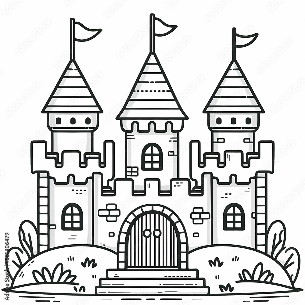 Fairy Tale Castle Coloring Page with Whimsical Design