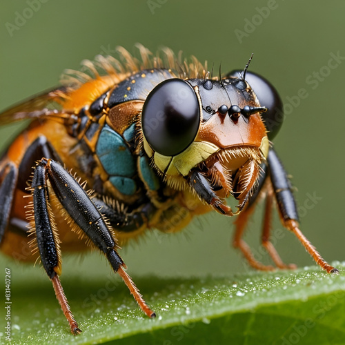 Macro close-up de un insecto sobre una hoja photo